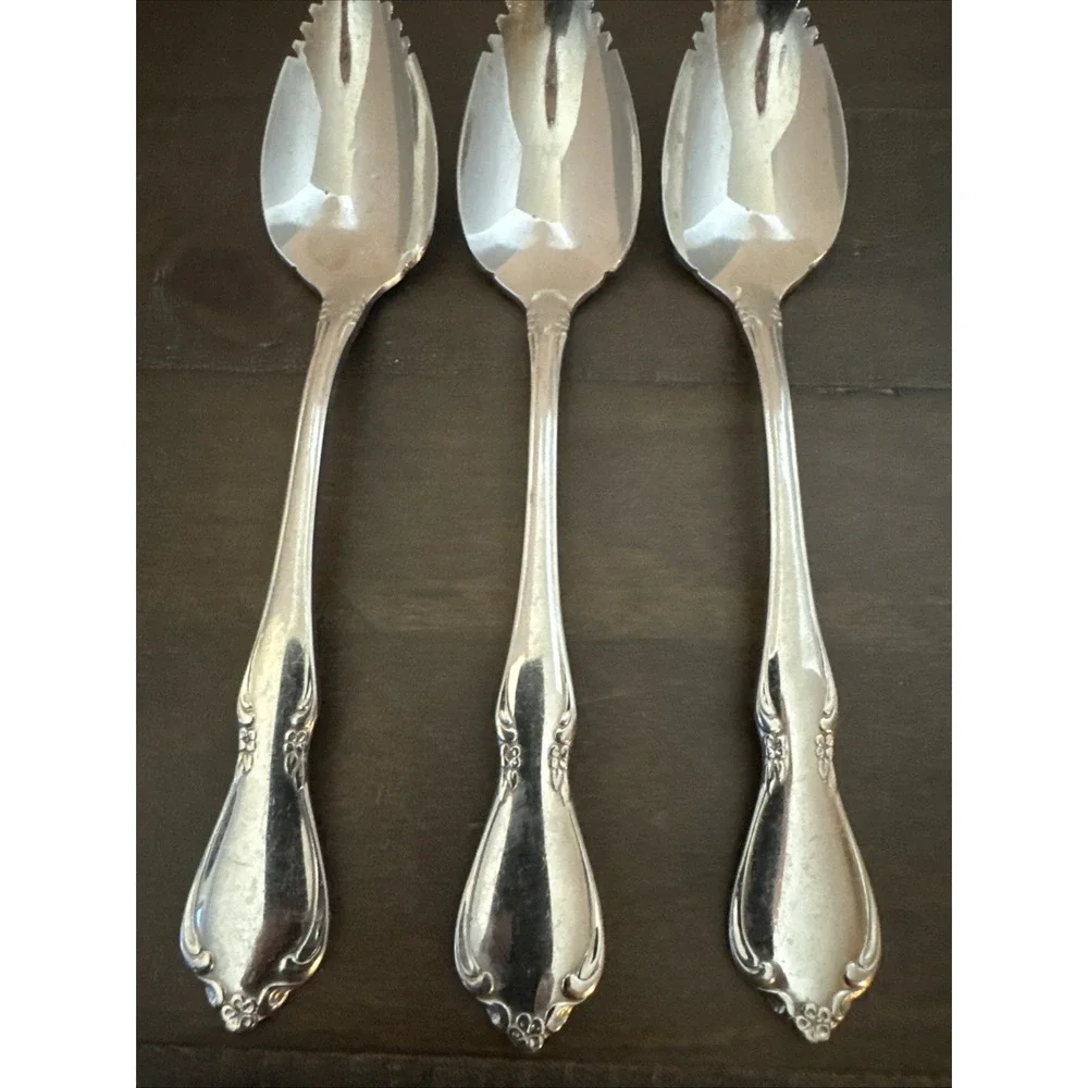 Oneida Oneida Craft Fruit‎ Spoons Stainless Silverware Oneida Montclair Lot Of 3